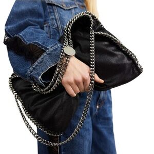 Authentic Stella McCartney iconic black silver Falabella tote bag NEW NWOT